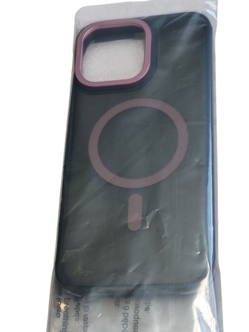 Black Magsafe Style Phone Case Pink Ring Magnetic Look iPhone 13 & iPhone 14